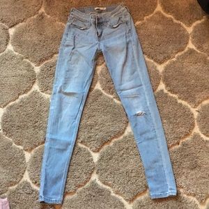Levi’s super skinny light blue jeans